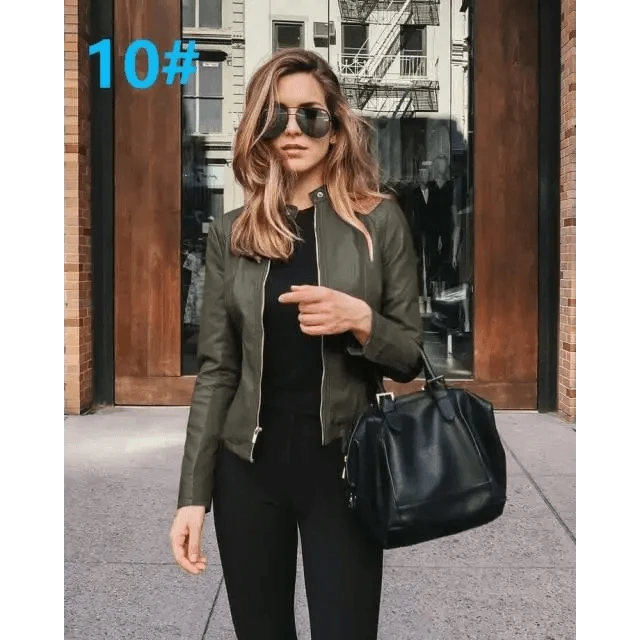 Elegance Autumn And Winter New Solid Color Jacket For Women's PU Leather Warmth Fashion Long-Sleeved Jacket For Women