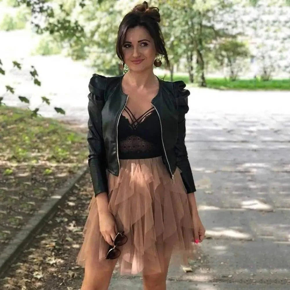 Elegance Autumn And Winter New Solid Color Jacket For Women's PU Leather Warmth Fashion Long-Sleeved Jacket For Women