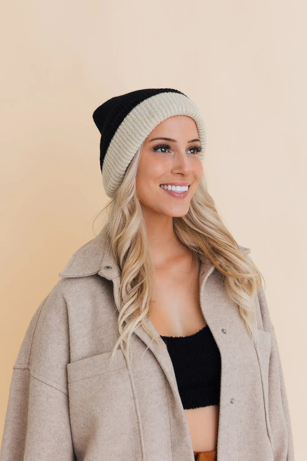 Essential Harmony Two-Tone Knit Beanie