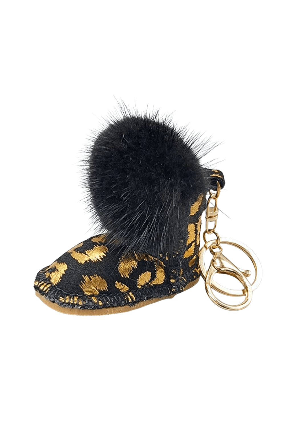 Faux Fur Pom Pom Boot Keychain