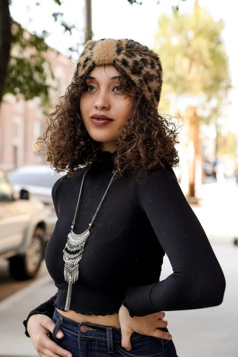 Faux Leopard Head Wrap