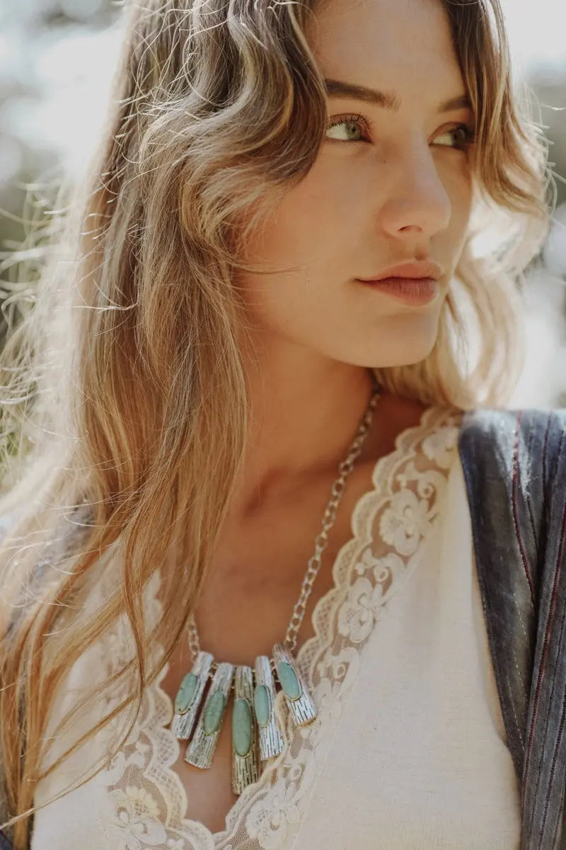 Five-Piece Turquoise Pendant Necklace💎