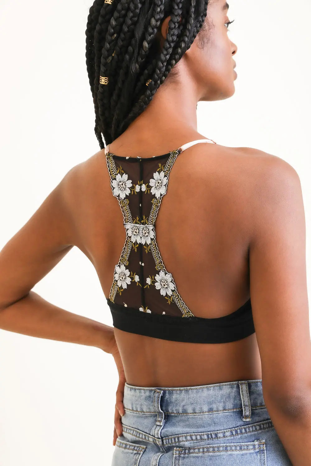 Spring Floral Lattice Bralette – Romantic Lace Finish