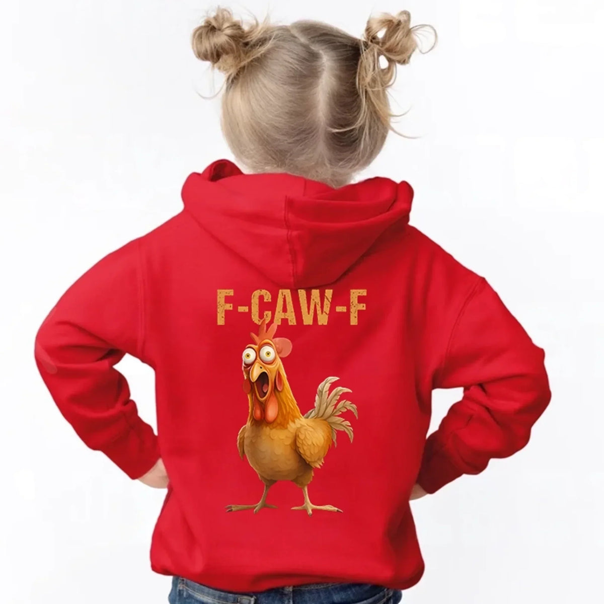 Funny F-Caw-F Chicken Back Print Kids Hoodie