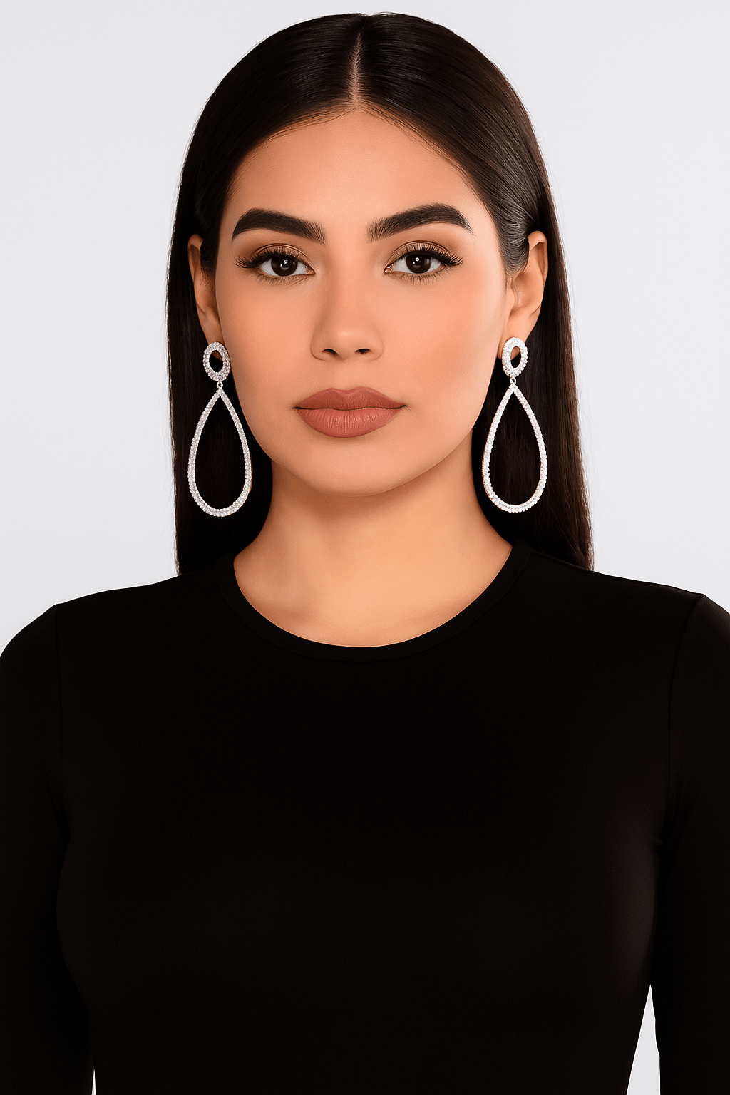 Glamorous Pave Teardrop Clip-On Earrings