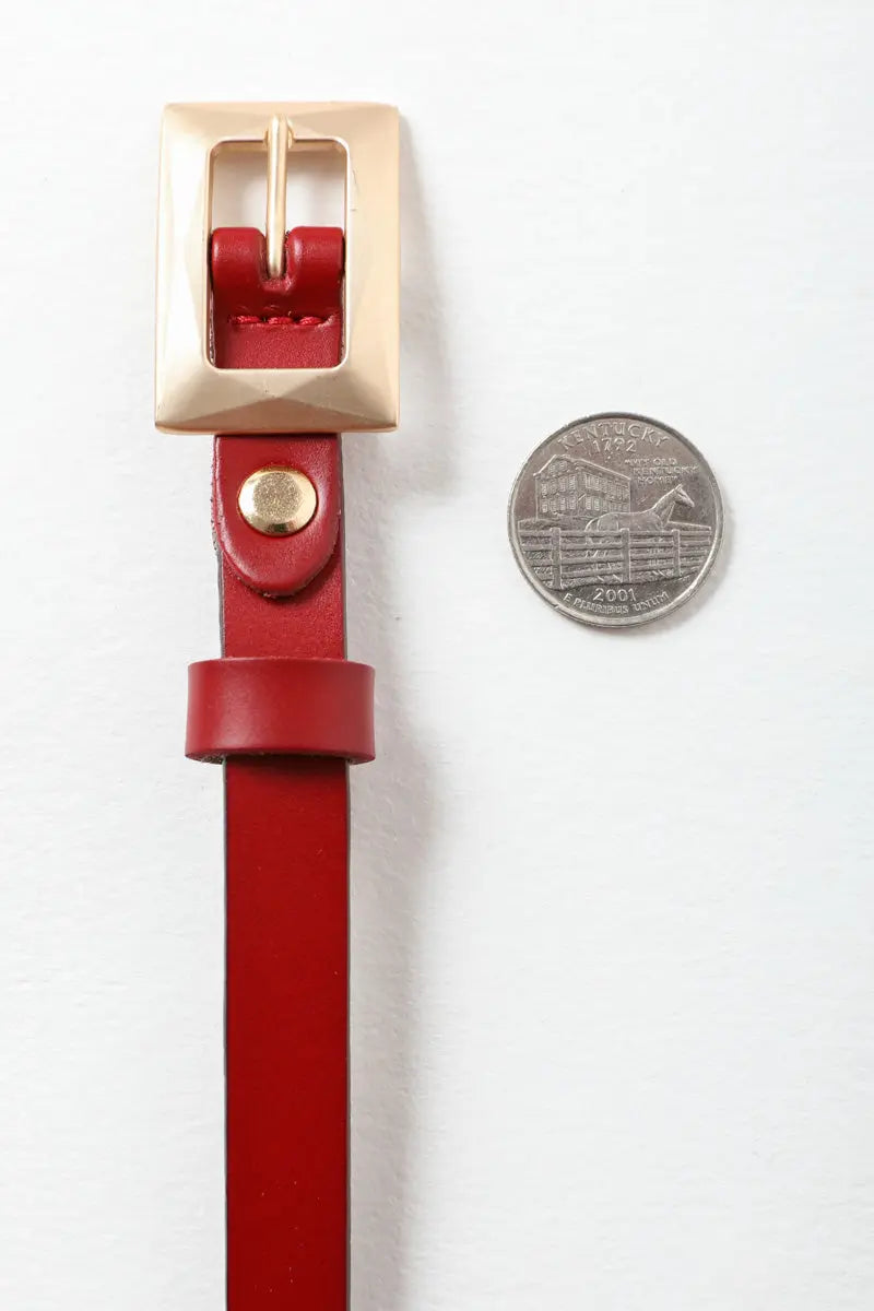 Gold Buckle Skinny Belt – Chic and Elegant