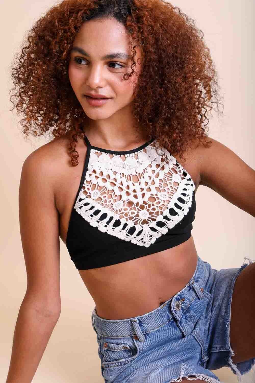 High Neck Crochet Lace Bralette – Stylish Layering Essential