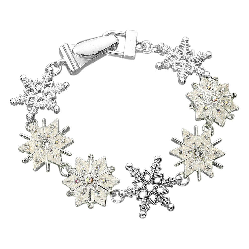 Holiday Snowflake Charm Link Magnetic Bracelet
