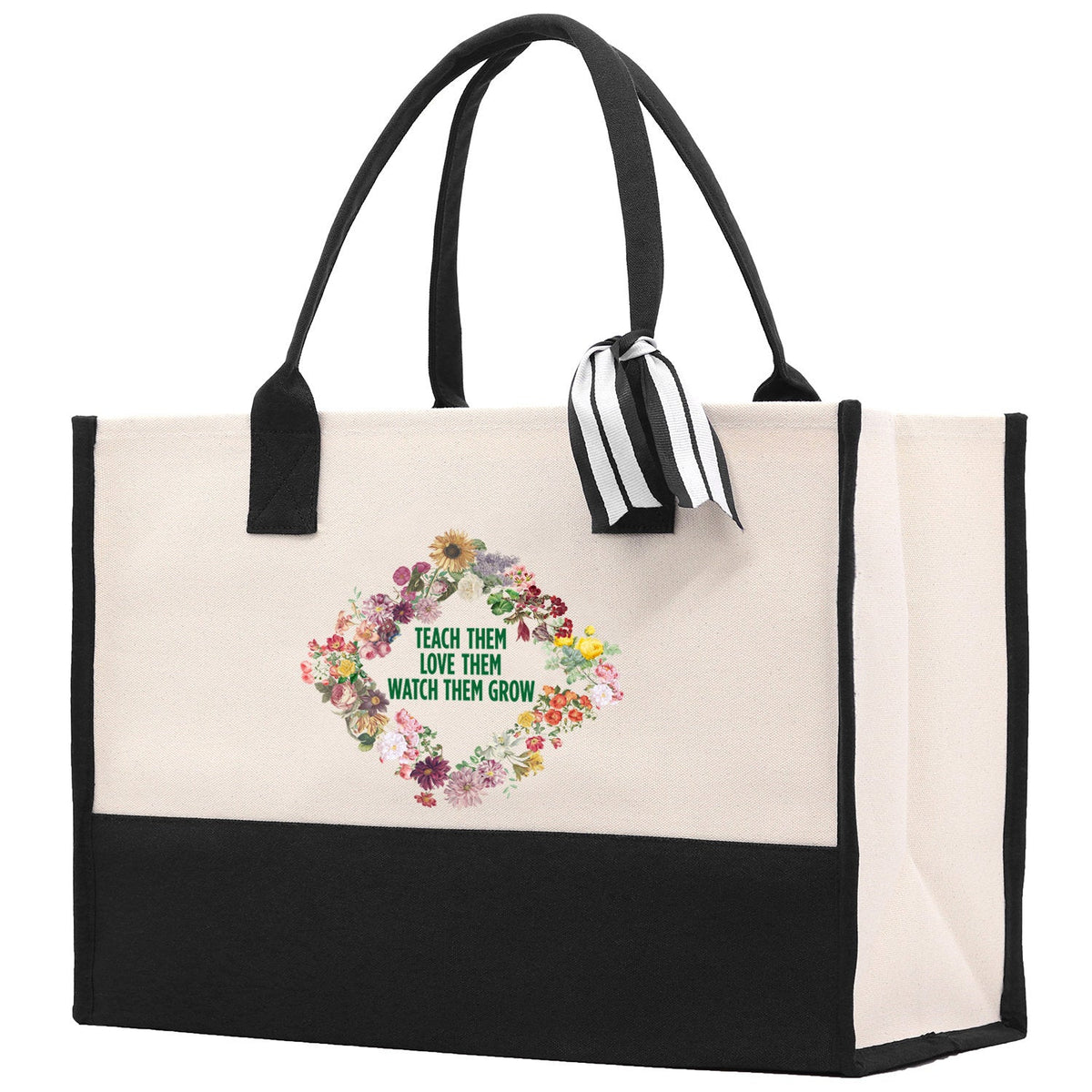 Teacher Floral Tote Bag Teacher Wildflower Graphic Tote Teacher Life Tote Bag Teacher Flower Bag Gift for Teacher Wildflower Book Bag