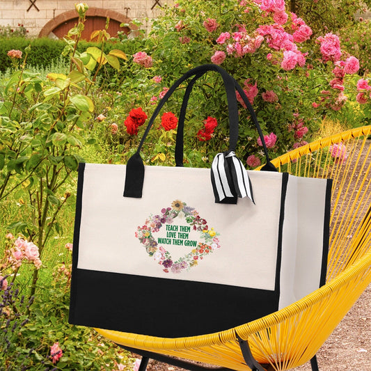 Teacher Floral Tote Bag Teacher Wildflower Graphic Tote Teacher Life Tote Bag Teacher Flower Bag Gift for Teacher Wildflower Book Bag
