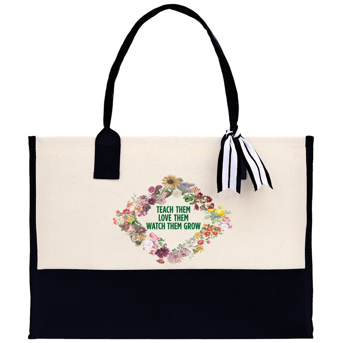 Teacher Floral Tote Bag Teacher Wildflower Graphic Tote Teacher Life Tote Bag Teacher Flower Bag Gift for Teacher Wildflower Book Bag