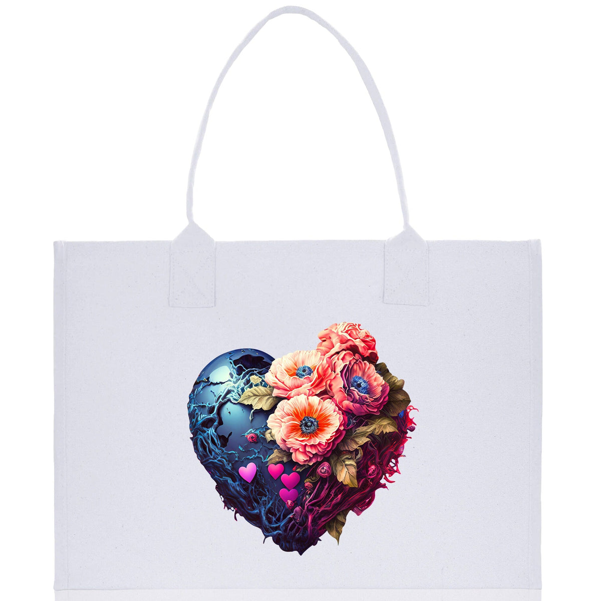 Heart Canvas Tote Bag Happy Valentines Day Gift for Her Love Tote Bag Lovers Gift Mother Day Gift Cute Valentines Gift
