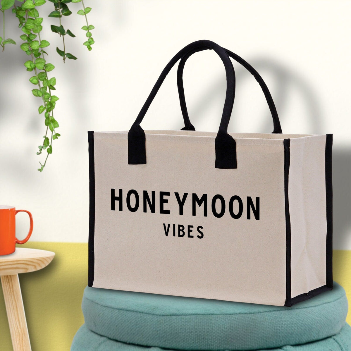 Honeymoon Vibes Beach Tote Bag - Large Chic Tote Bag - Gift for Her - Weekender Bag - Honeymooners Honeymoon Gifts Bridal Gift Newlyweds