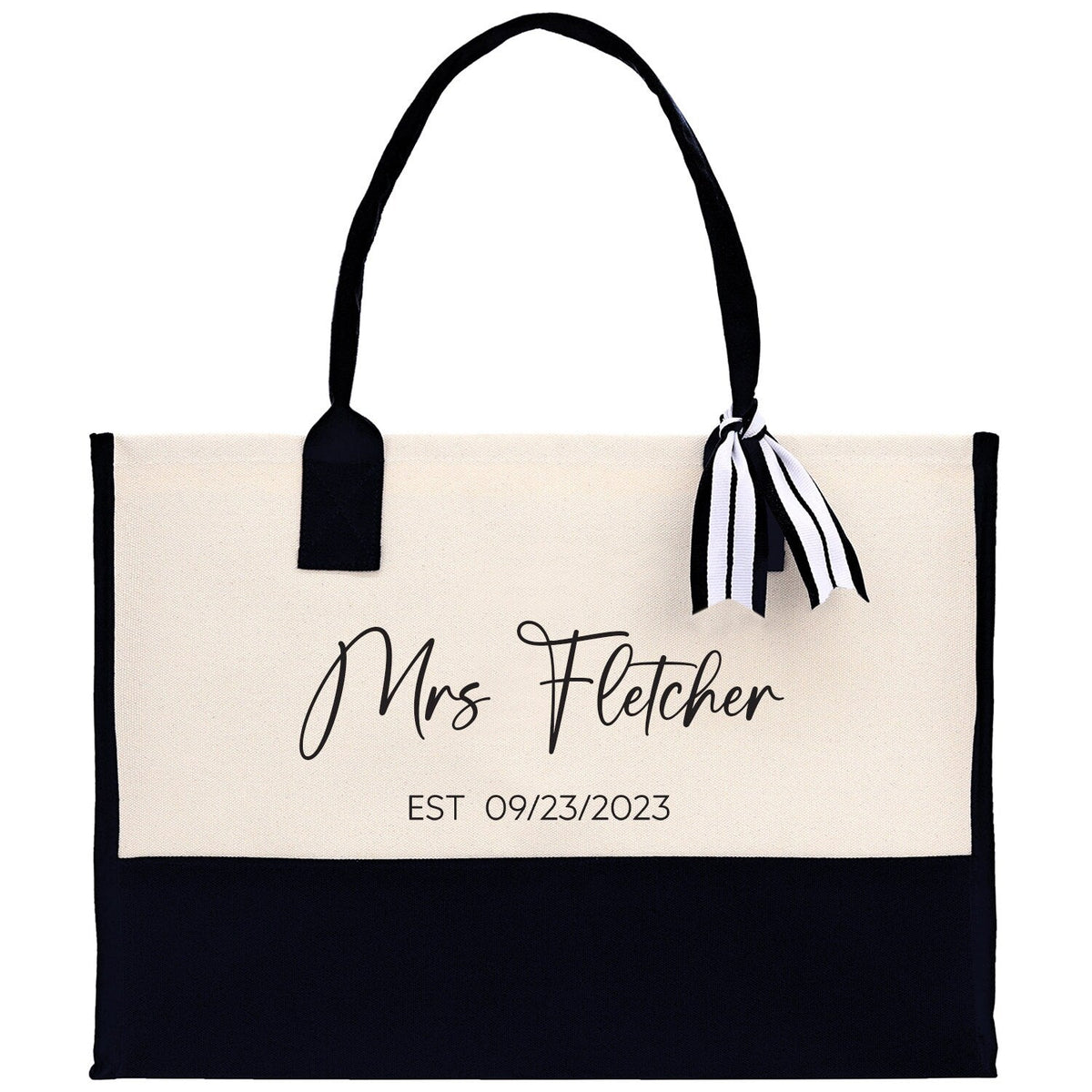 Mrs. Last Name Est Year Tote Bag Personalized Date Wedding Tote Bridal Shower Gift Honeymoon Gift Customized Wedding Gift Bridesmaid Gift