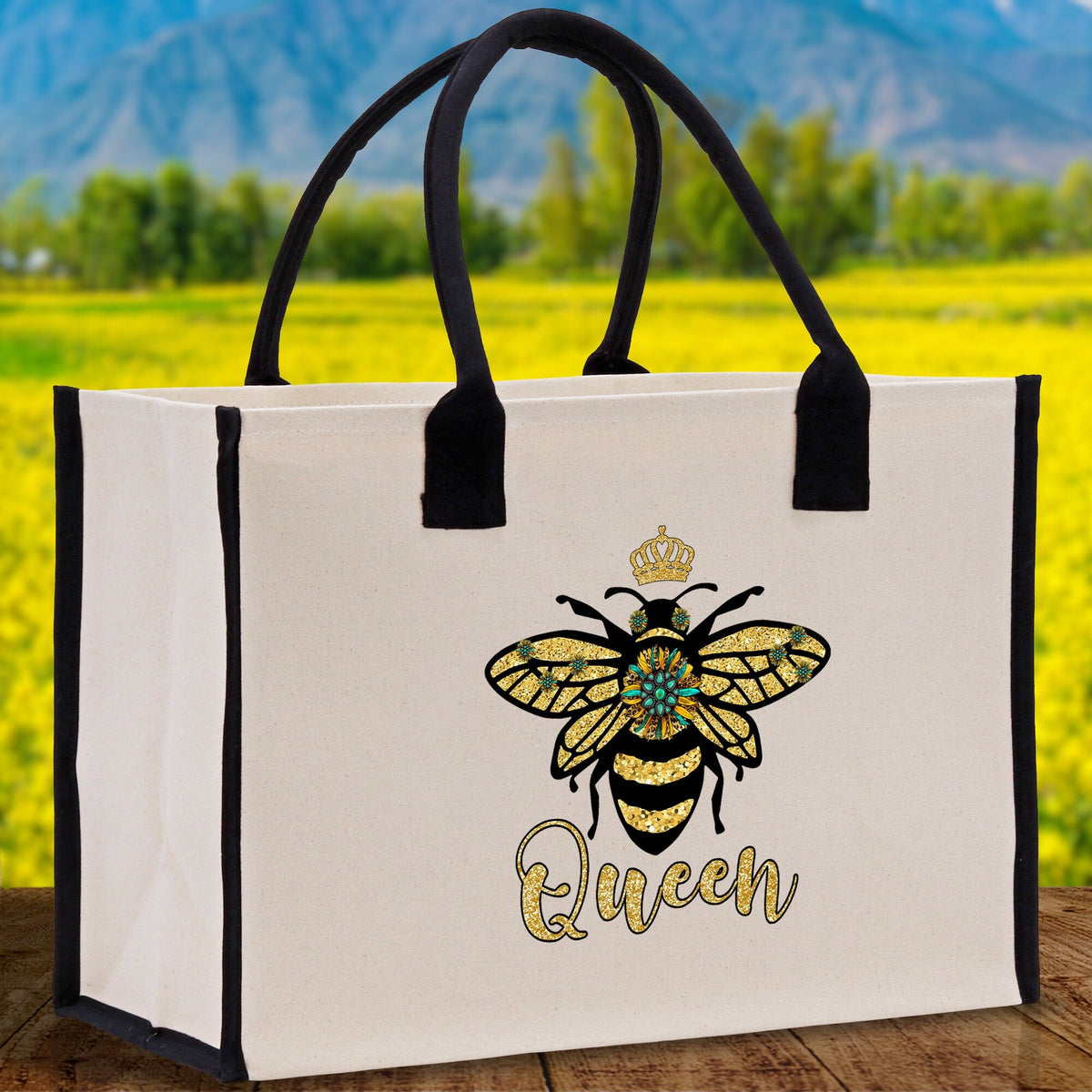 Bee Queen Cotton Canvas Tote Bag Nurse Appreciation Gift Bag Gift for Her Birthday Gift Bee Kind Mental Health Matters Save The Bees