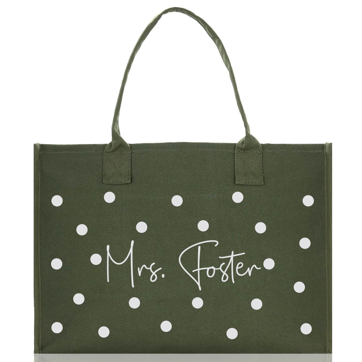 Polka Dot Mrs. Last Name Tote Bag Personalized Date Wedding Tote Bridal Shower Gift Honeymoon Gift Customized Wedding Gift Bridesmaid Gift