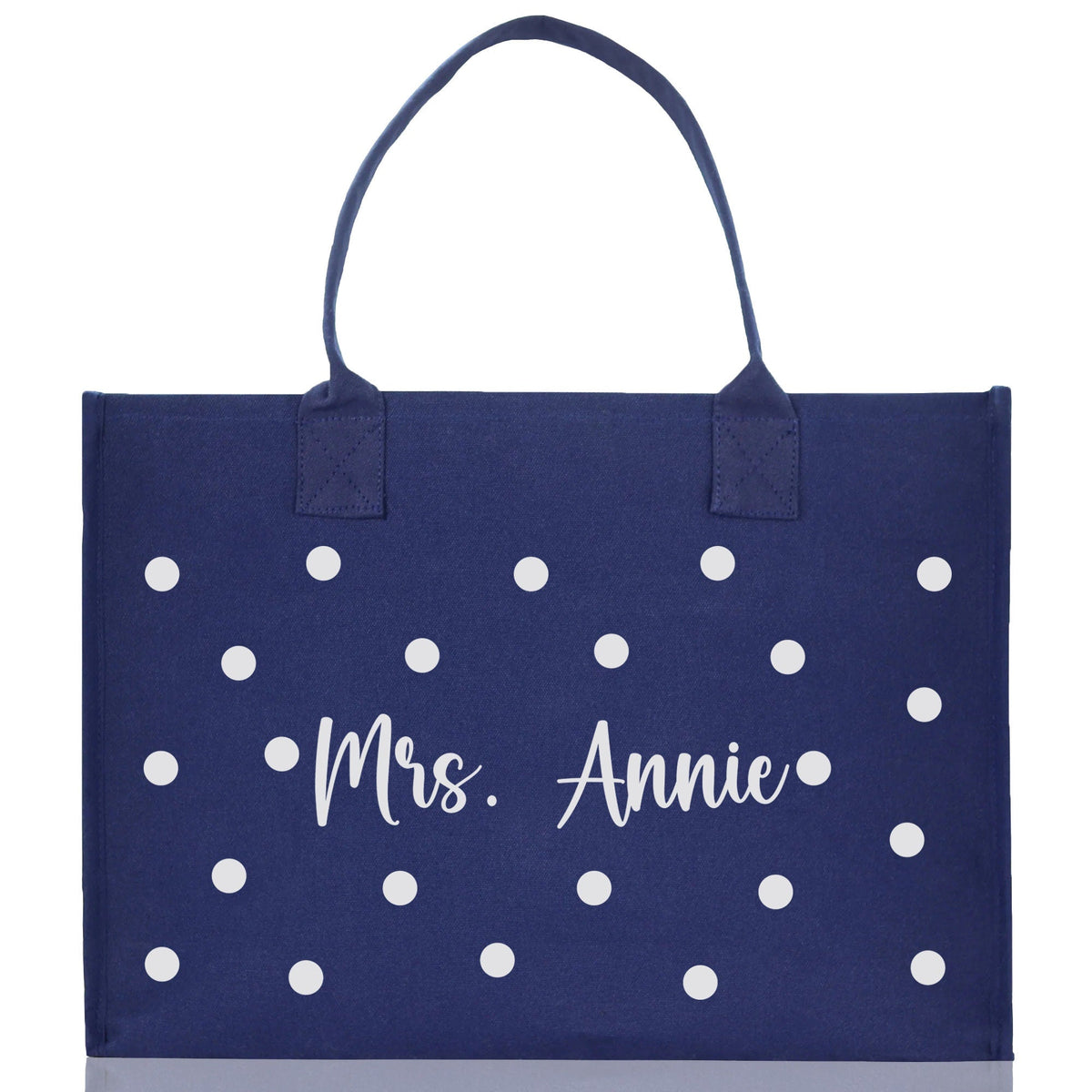 Polka Dot Mrs. Last Name Tote Bag Personalized Date Wedding Tote Bridal Shower Gift Honeymoon Gift Customized Wedding Gift Bridesmaid Gift