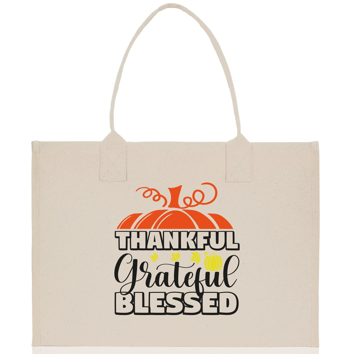 Thankful Grateful Blessed Cotton Canvas Tote Bag Thanksgiving Bag Autumn Fall Vibes Bag Motivational Bag Blessed Bag Fall Market Grocery Bag