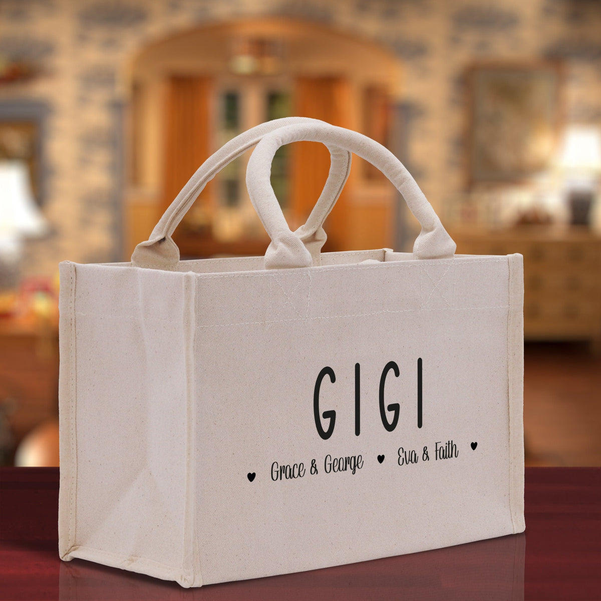 Gigi Grandchild Kids Names Custom Grandma Tote Bag Grandma's Getaway Bag Gigi Bag Personalized Grandma Gift Bag Shopping Bag Mother Day Gift