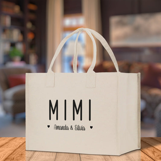Mimi Grandchild Kids Names Custom Grandma Tote Bag Grandma's Getaway Bag Gigi Bag Personalized Grandma Gift Bag Shopping Bag Mother Day Gift