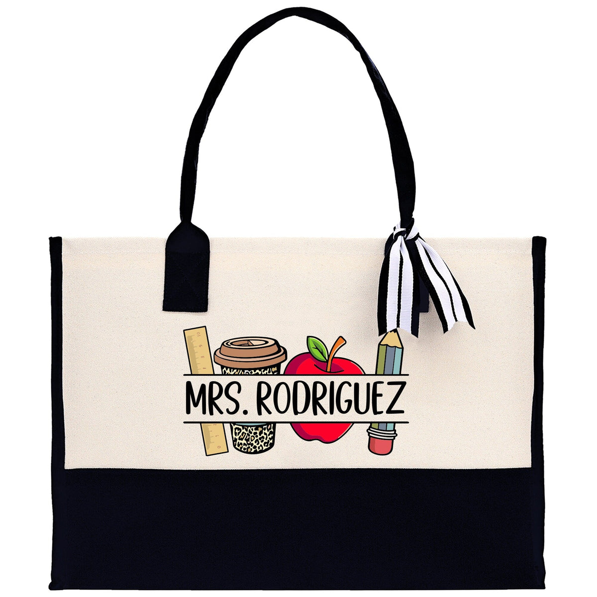 Personalized Teacher Cotton Canvas Tote Bag Gift for Teachers Teacher Life Tote Custom Teacher Appreciation Gift Bag Teacher Name Bag