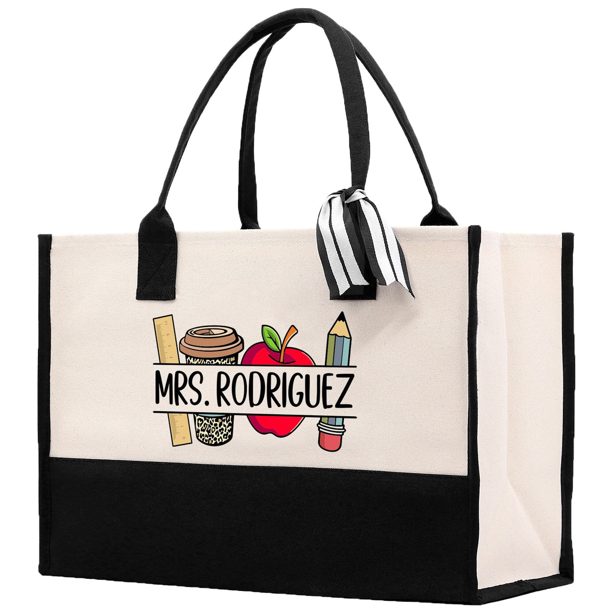 Personalized Teacher Cotton Canvas Tote Bag Gift for Teachers Teacher Life Tote Custom Teacher Appreciation Gift Bag Teacher Name Bag