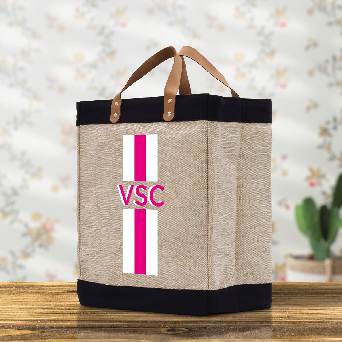 Personalized Monogrammed Canvas Tote Bag Striped Initials Custom Name Beach Bag Bridal Party Gifts Bride Gift Holiday Gift Bag
