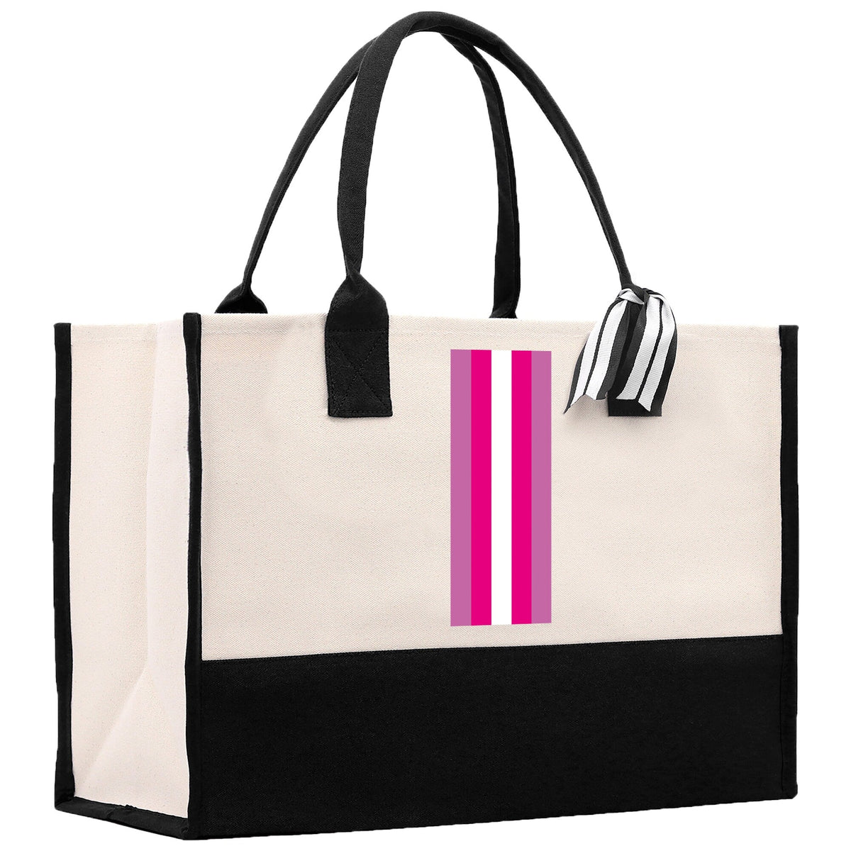 Personalized Monogrammed Canvas Tote Bag Striped Initials Custom Name Beach Bag Bridal Party Gifts Bride Gift Holiday Gift Bag