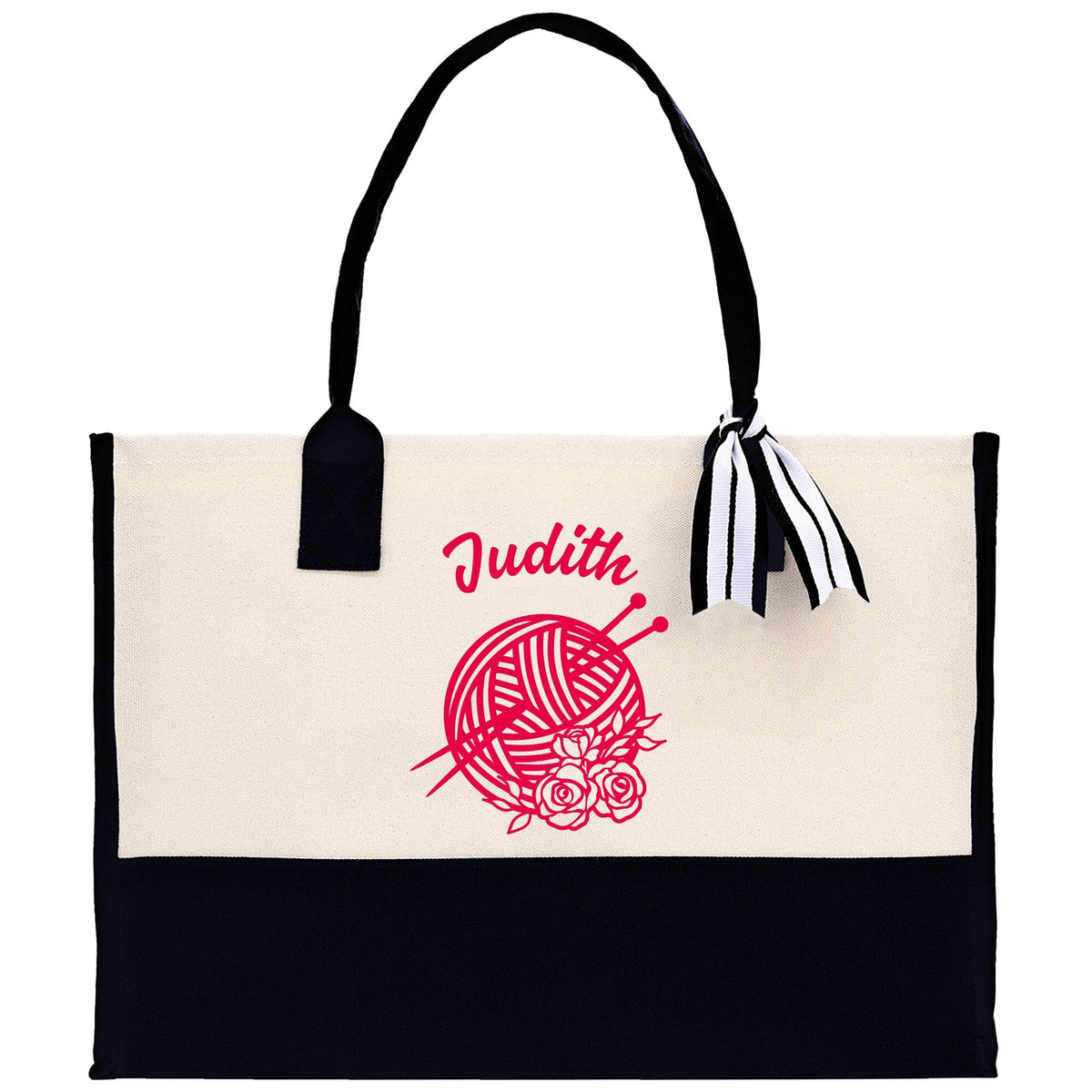 Personalized Knitting Cotton Canvas Tote Bag Custom Grandma Kitting Bag Yarn Custom Crochet Bag Mother's Day Gift Knitting Gift