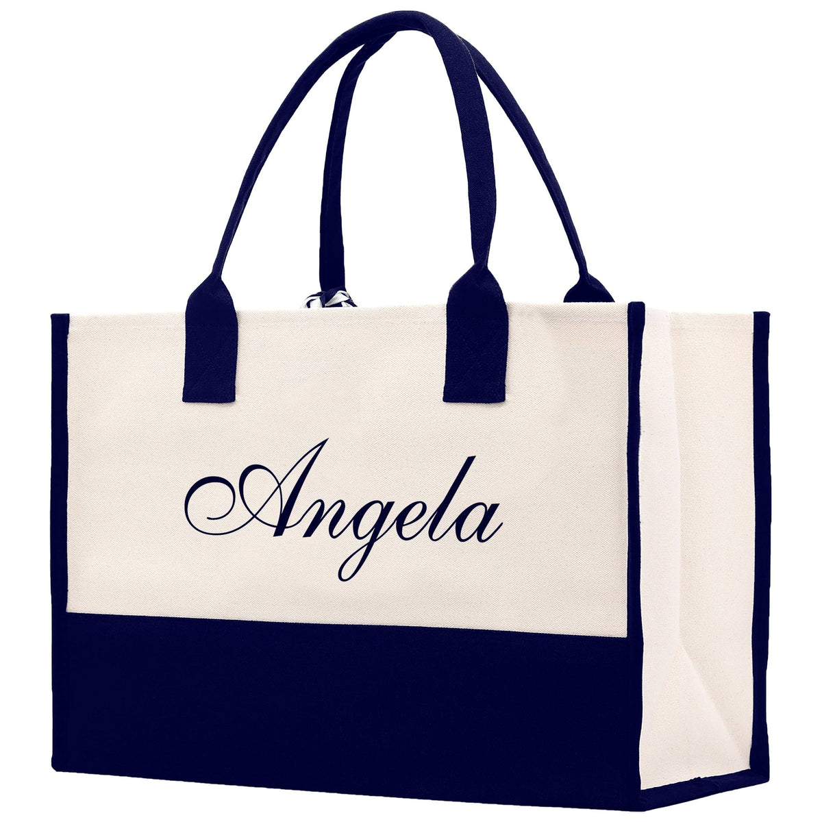 Monogram and Personalized Name Cotton Canvas Tote Bag Initial Tote Bag Letter Tote Bag Birthday Gift Bag Beach Bag Custom Monogrammed Bag