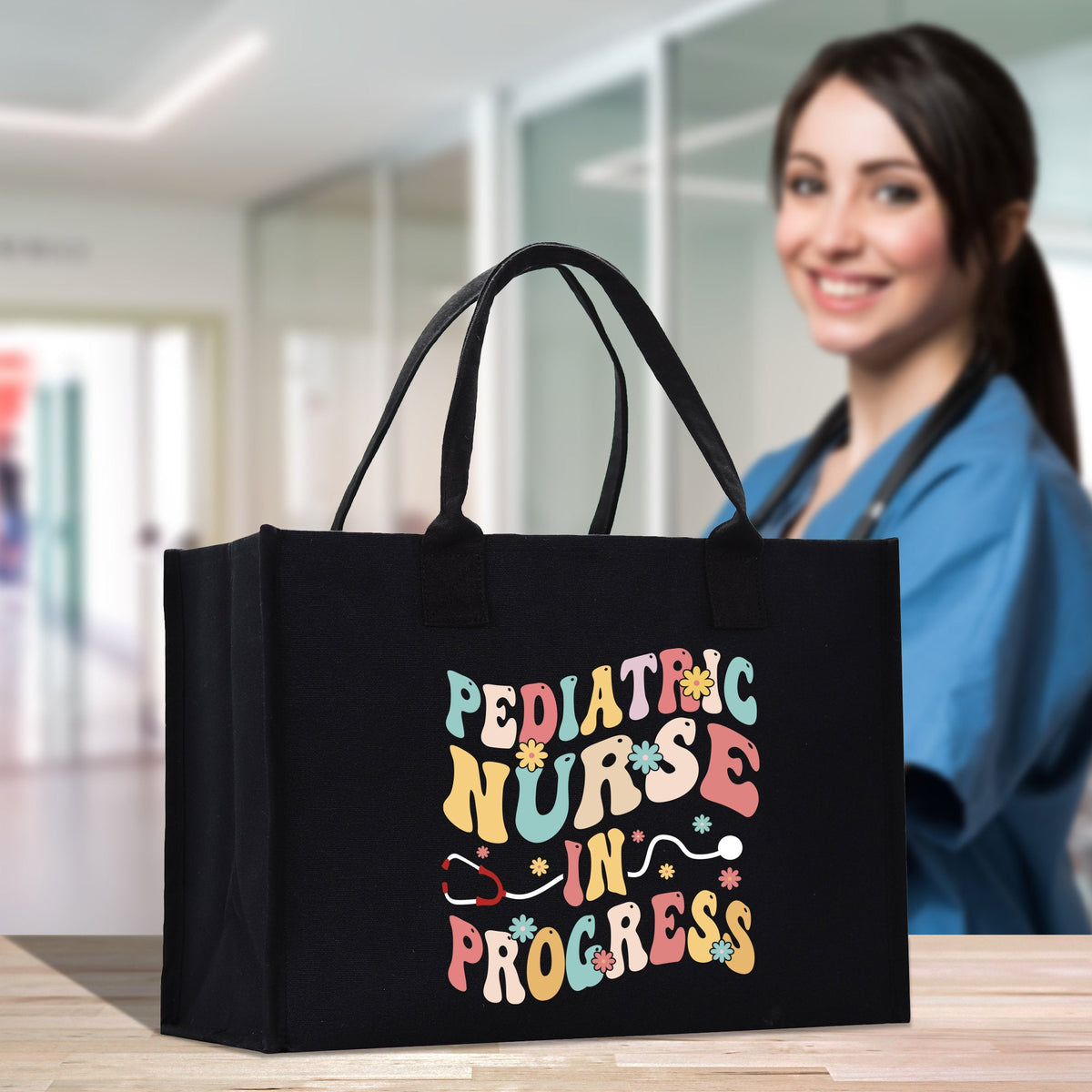 Pediatric Nurse Personalized Cotton Canvas Tote Bag Custom Nurse Gift Registered Nurse Tote RN Tote RN Gift Future Nursing Student Gift