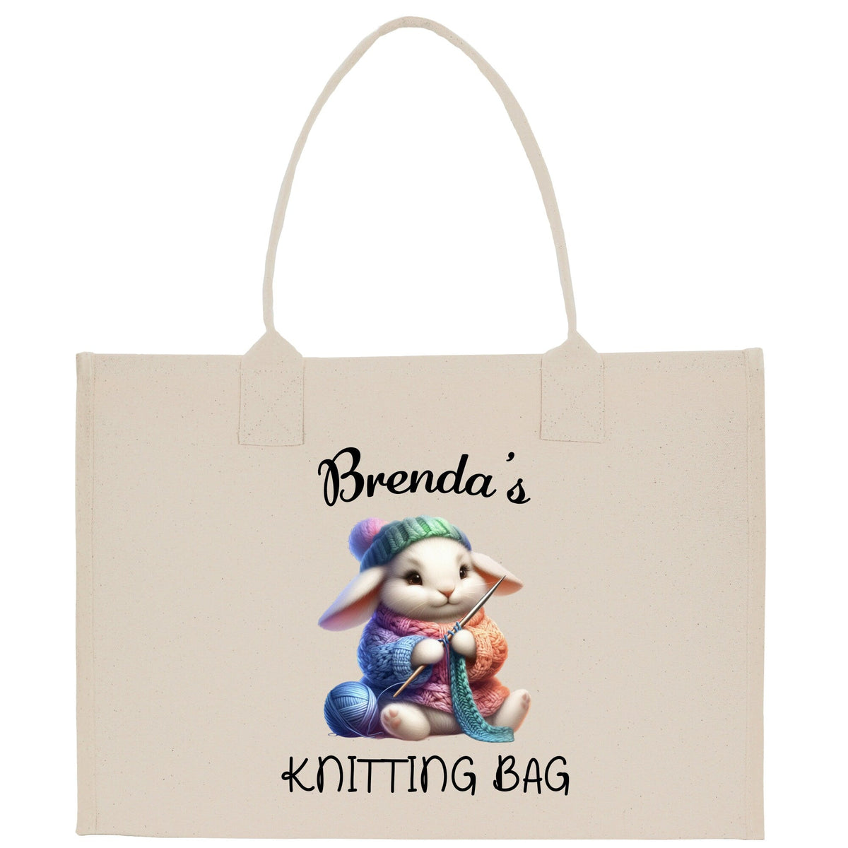 Personalized Knitting Cotton Canvas Tote Bag Custom Grandma Kitting Bag Yarn Custom Crochet Bag Mother's Day Gift Knitting Gift