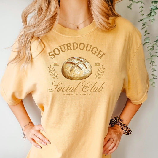 Sourdough Social Club T-Shirt for Bakers and Bread Lovers, Vintage Style Graphic Tee, Homemade Bread Shirt, Gift for Sourdough Fans