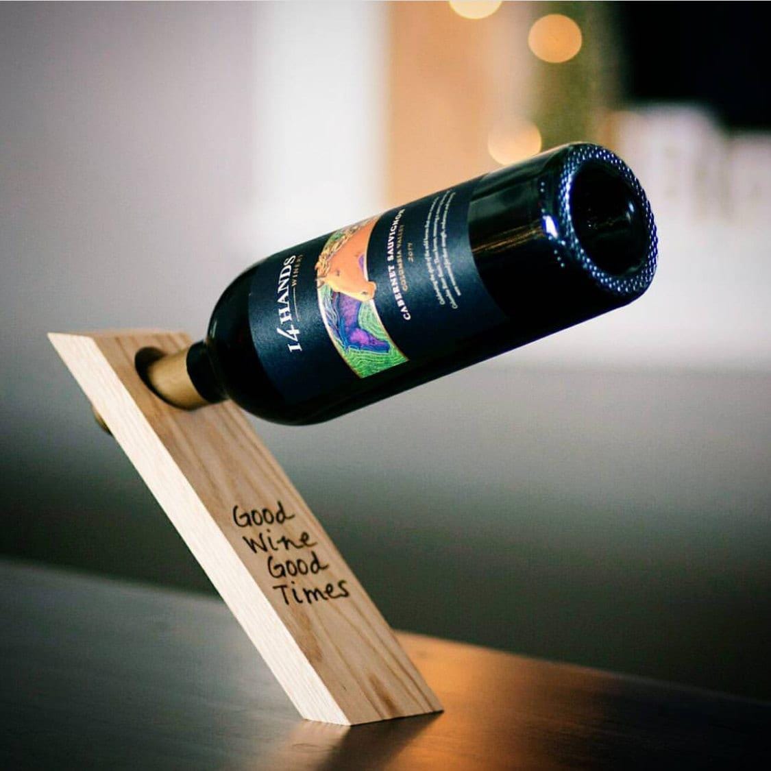 Wine Bottle Balancer - Gravity Defying Wooden Wine Holder, Unique Hostess Gift for Wine Lovers, Creative Wine Display and Decor