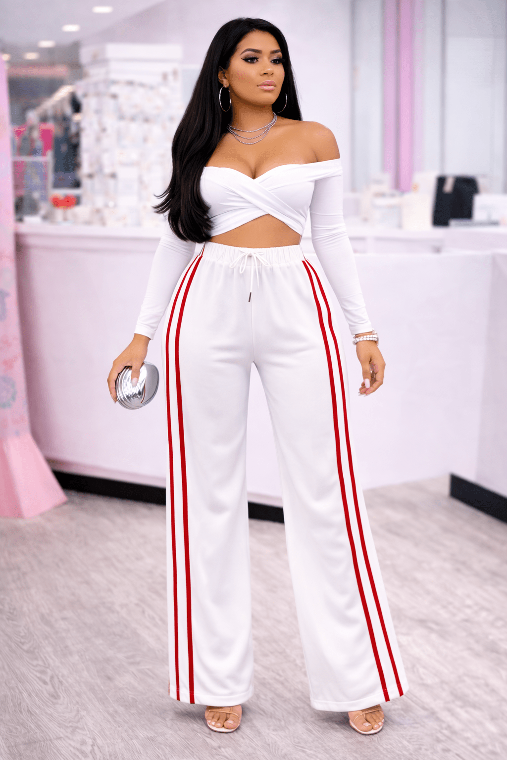 Jackie Jogger Demin Detail Pants With Adjustable Pant Drawstring