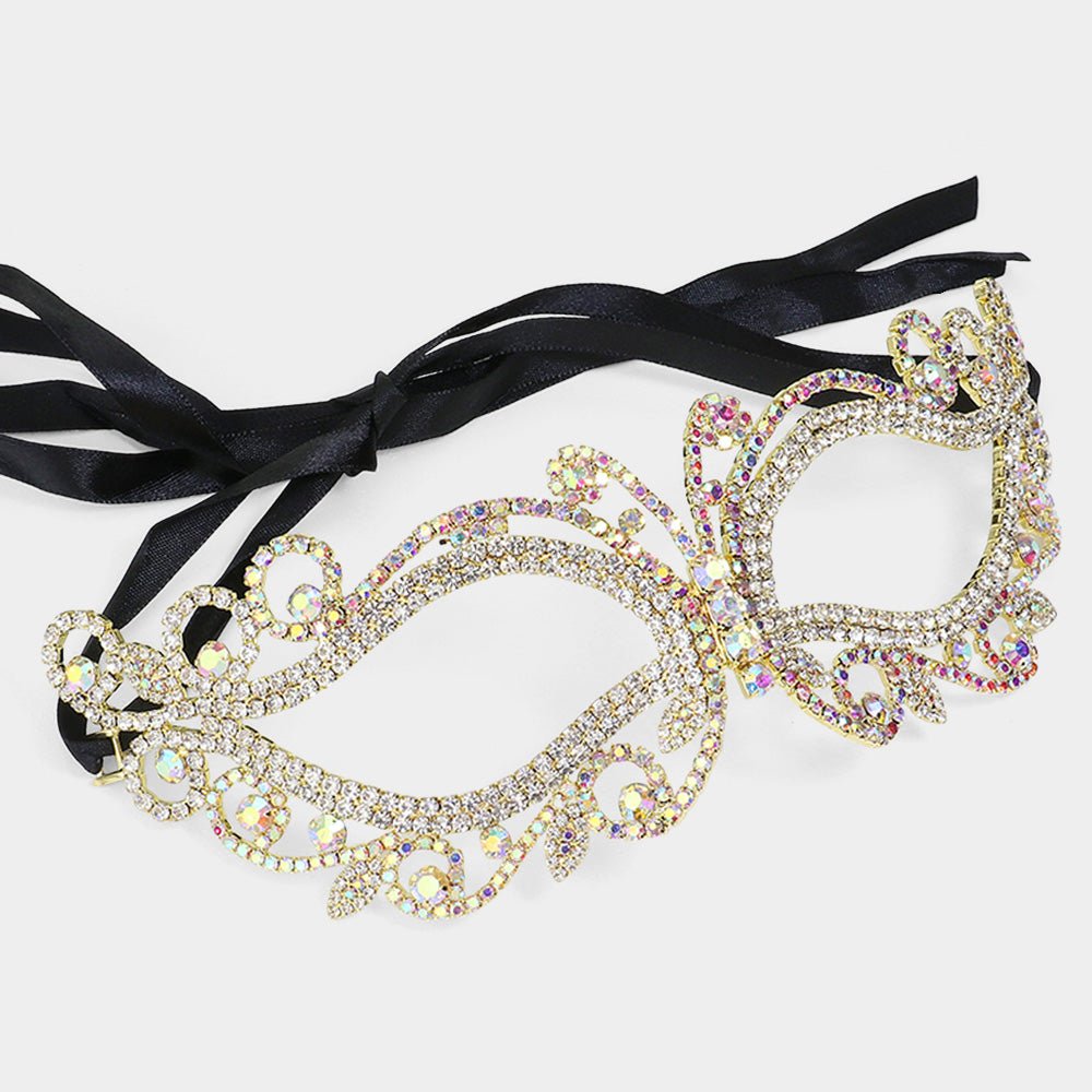 Janelle Rhinestone Paved Cat Eye Masquerade Mask