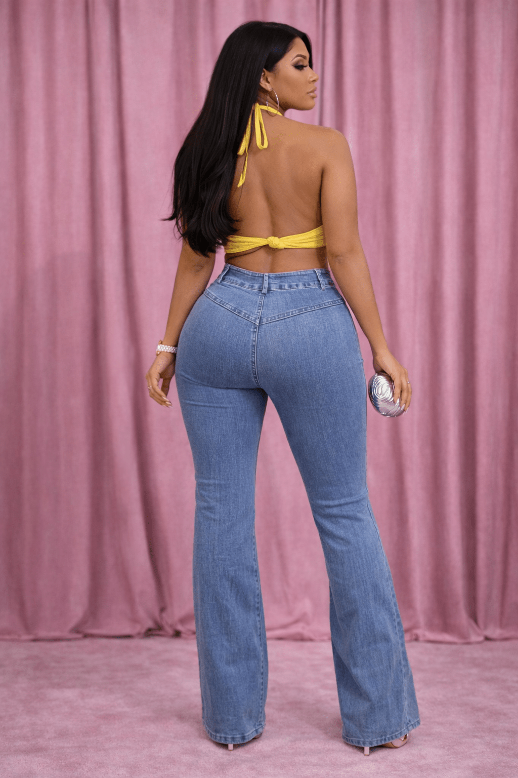 Jessica Bell Bottom Y2K Style Stretch  Bell Bottom Jeans