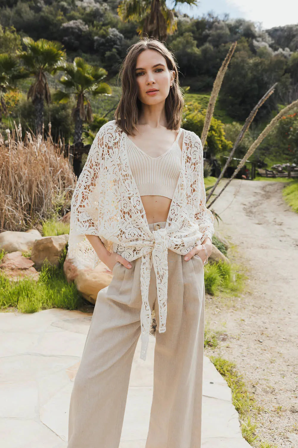 Magnolia Lace Tie Front Cover Up
