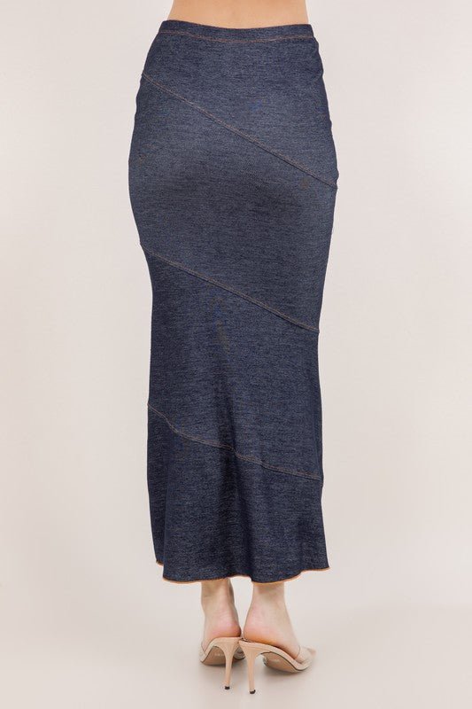 Melissa Mermaid Denim Maxi Skirt – Stretchy High-Waist Flared Skirt | Trendy Look