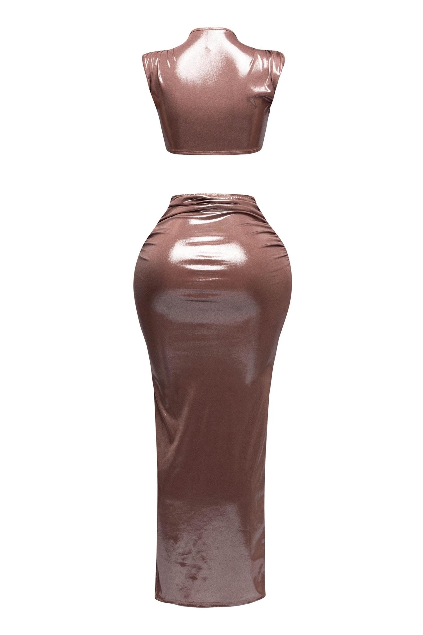 Starlust Metallic Foil Crop Top & Maxi Skirt  Set – Birthday Outfit