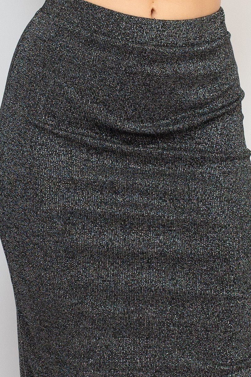 Metallic Mood High-Waist Slit Maxi Skirt
