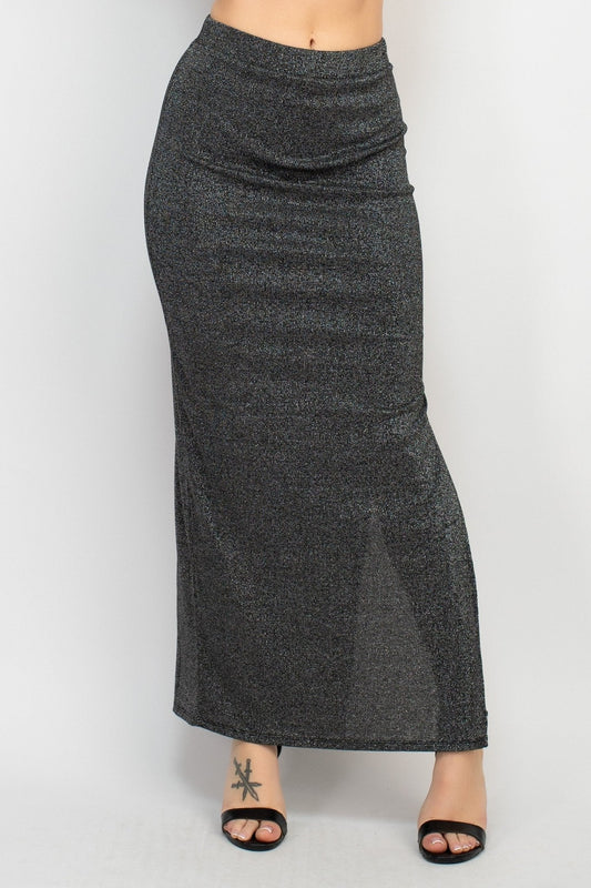 Metallic Mood High-Waist Slit Maxi Skirt