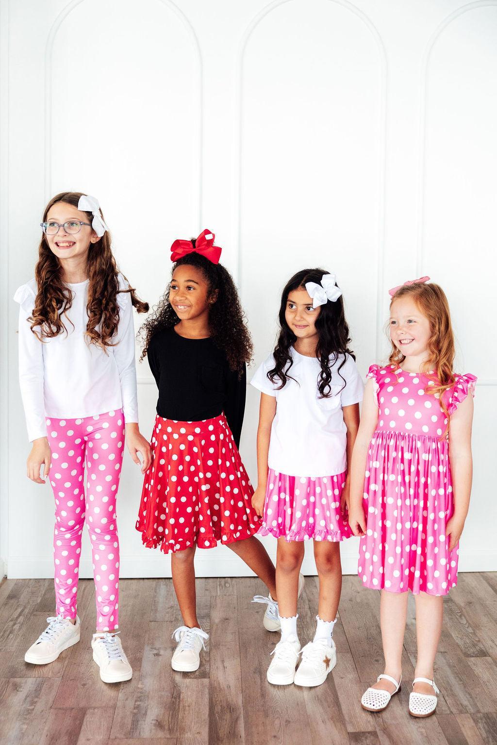 Pink Polka Dots Ruffle Twirl Skort