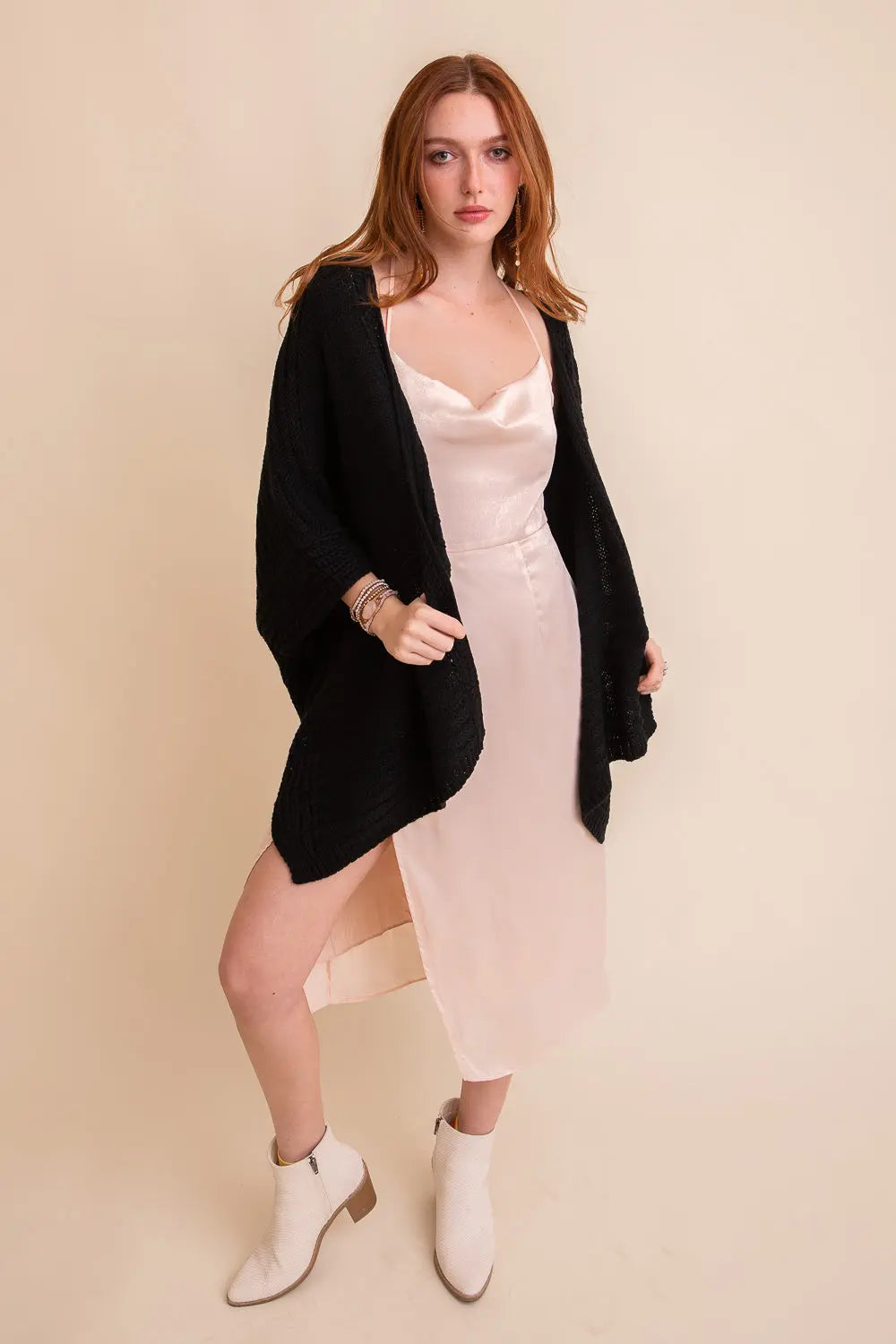 Ridged Rib Knit Ruana – Stylish Layering Wrap