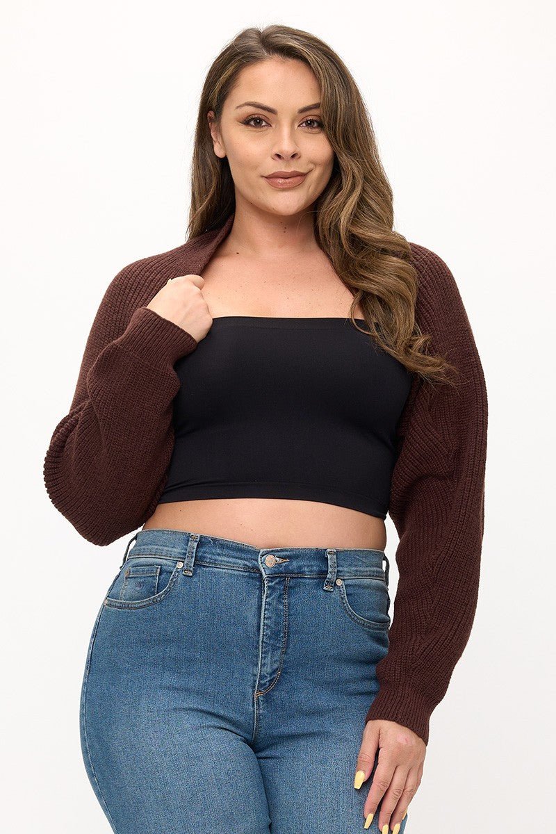 Plus Size Knit Shrug Cropped Cardigan | Everyday Layering Essential