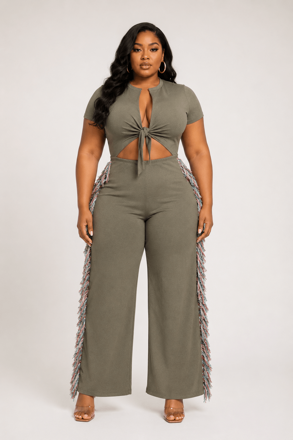 Rodeo Queen Plus Size Fringe Jumpsuit – Wide Leg with Tassel Detail