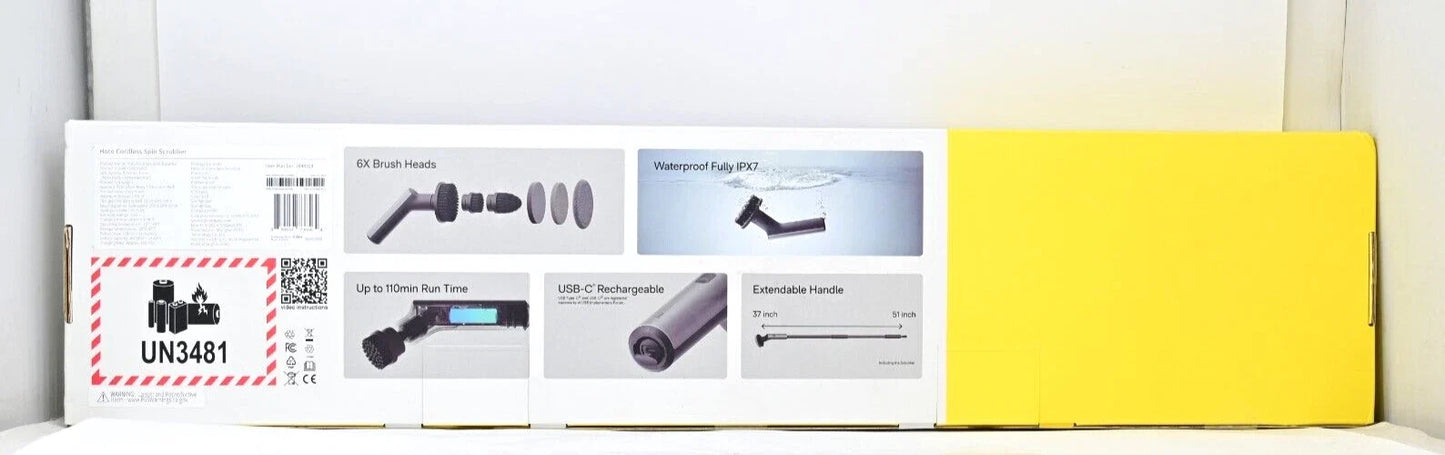 HOTO Cordless Spin Scrubber: 2.5 N·M torque, six brush heads, IPX7 rated - Open Box