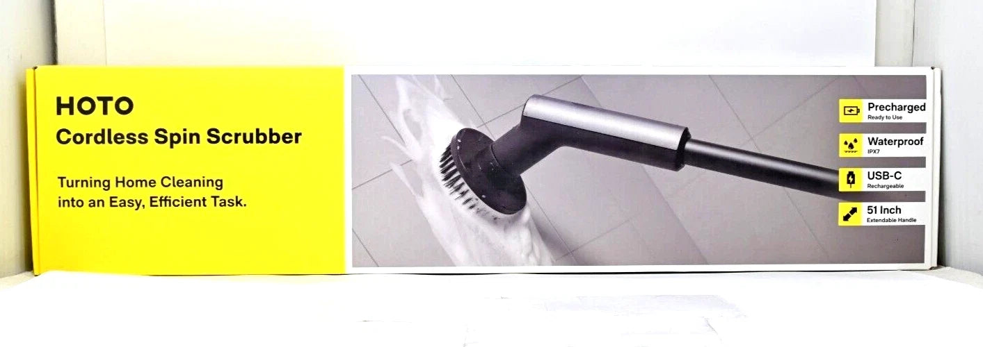 HOTO Cordless Spin Scrubber: 2.5 N·M torque, six brush heads, IPX7 rated - Open Box