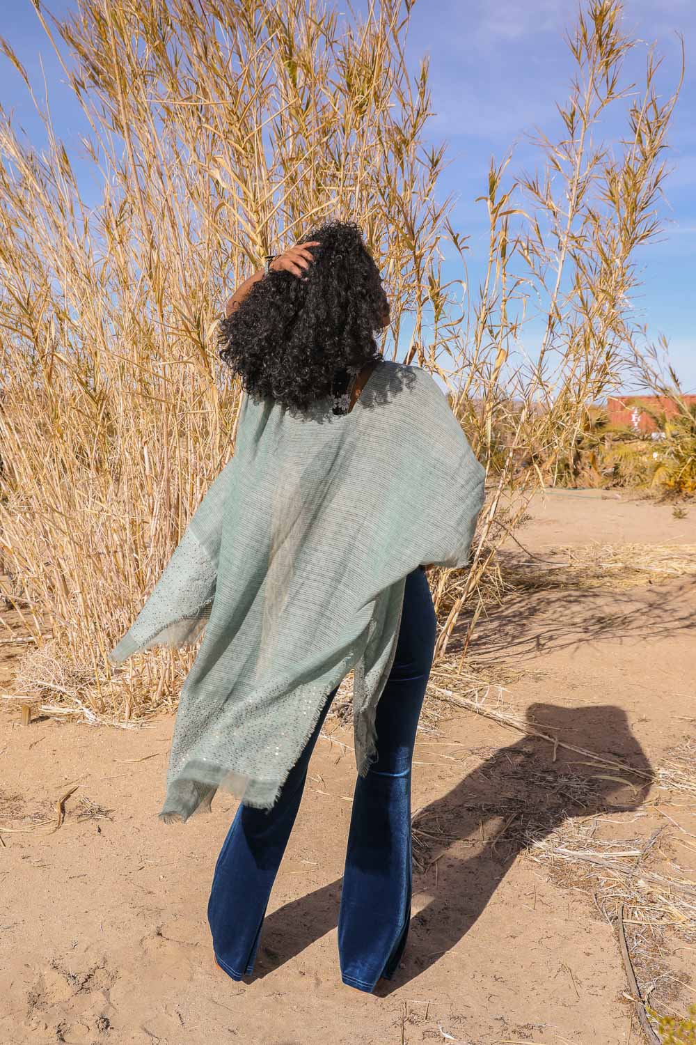 Sequin Frayed Kimono