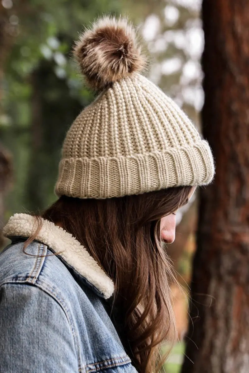 Soft Rib Knit Pom Beanie